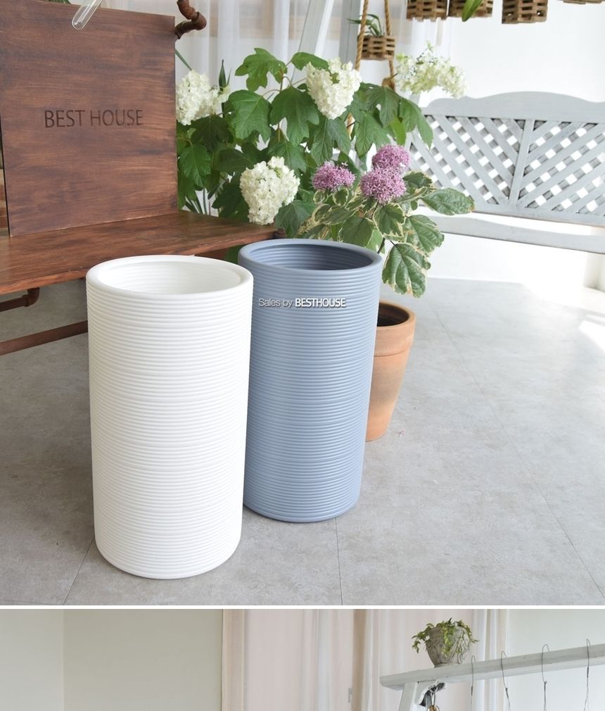 (그레이) 고강도 초경량 대형 플라스틱화분 27x50cm 원형/화분/정원용품/홈가드닝용품/가드닝화분/가정용화