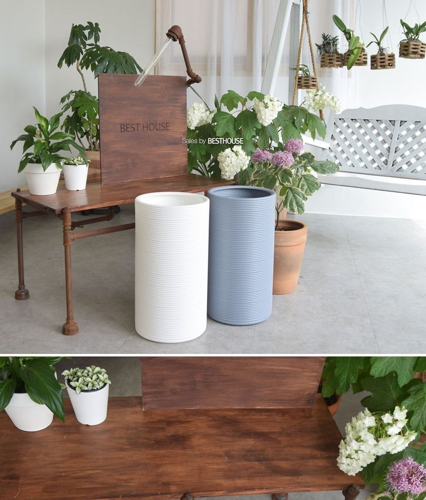 (그레이) 고강도 초경량 대형 플라스틱화분 27x50cm 원형/화분/정원용품/홈가드닝용품/가드닝화분/가정용화