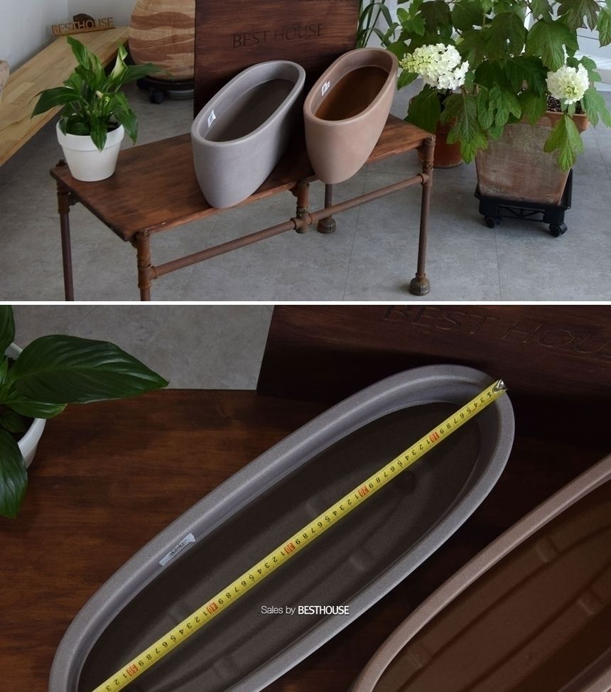 (브라운 물구멍x) 이탈리아 니콜리 긴타원형 화분 R5260 60x20x18cm/화분/정원용품/홈가드닝용품/가드닝용