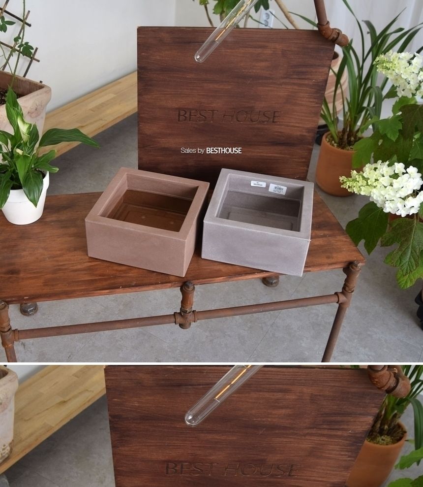 (그레이 물구멍x) 이탈리아 니콜리 정사각 분재형 R4425 25x25x12cm/화분/정원용품/홈가드닝용품/분재화분/