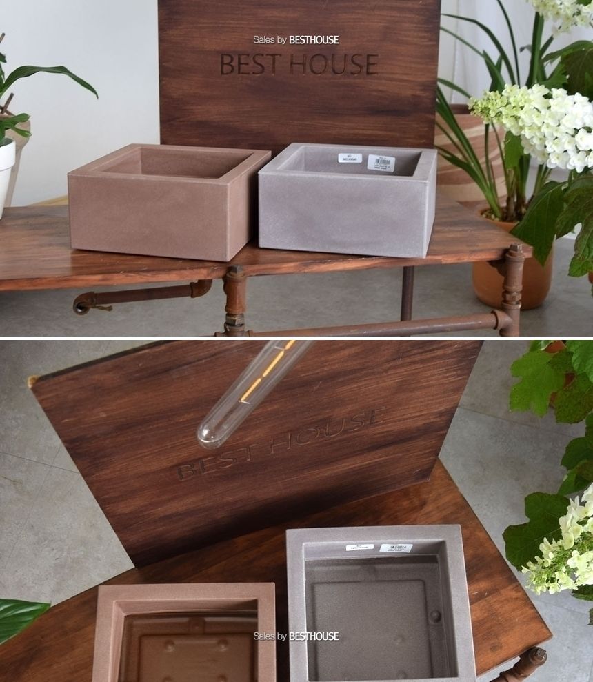 (그레이 물구멍x) 이탈리아 니콜리 정사각 분재형 R4425 25x25x12cm/화분/정원용품/홈가드닝용품/분재화분/