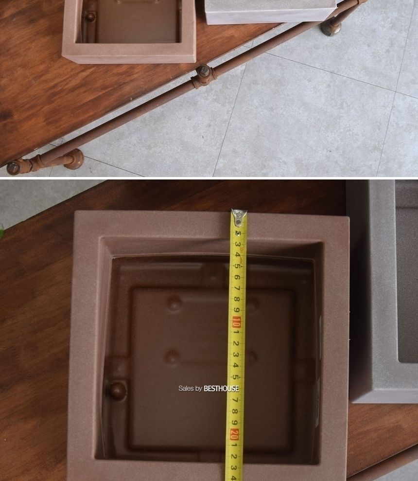 (그레이 물구멍x) 이탈리아 니콜리 정사각 분재형 R4425 25x25x12cm/화분/정원용품/홈가드닝용품/분재화분/
