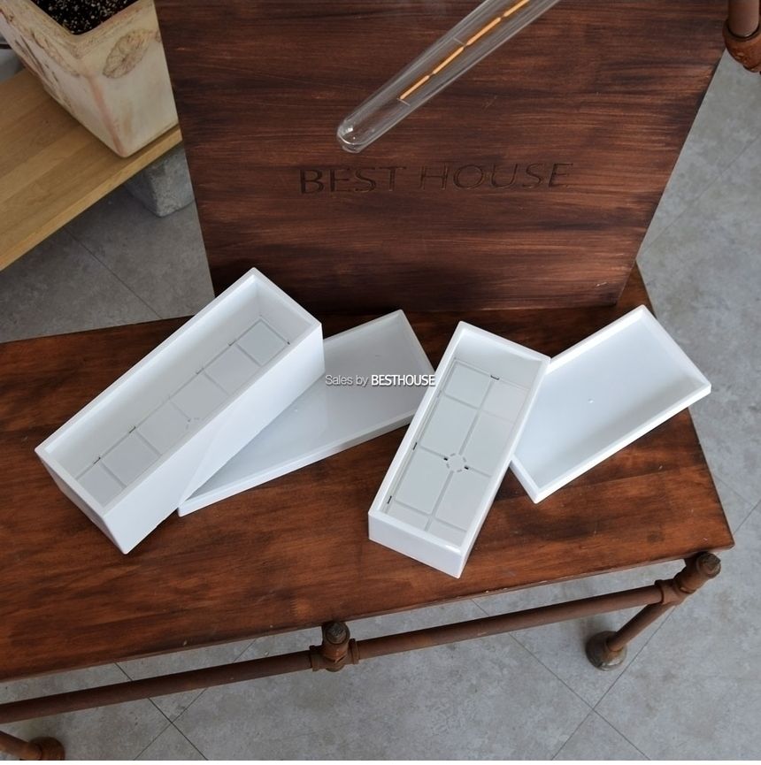 (23x10x11cm 화이트유광) 엣지플라스틱 옆이넓은 직사각 화분 고광택 고강도 초경량/사각화분/직사각화분/