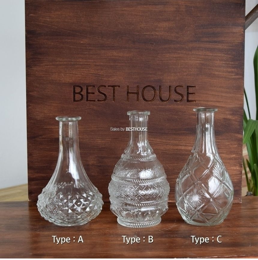 (B 4x21cm) 유리화분 화병 수반 BH450 크리스탈 호리병-중 (3종)/화병/꽃병/미니꽃병/미니화분/글라스화병/