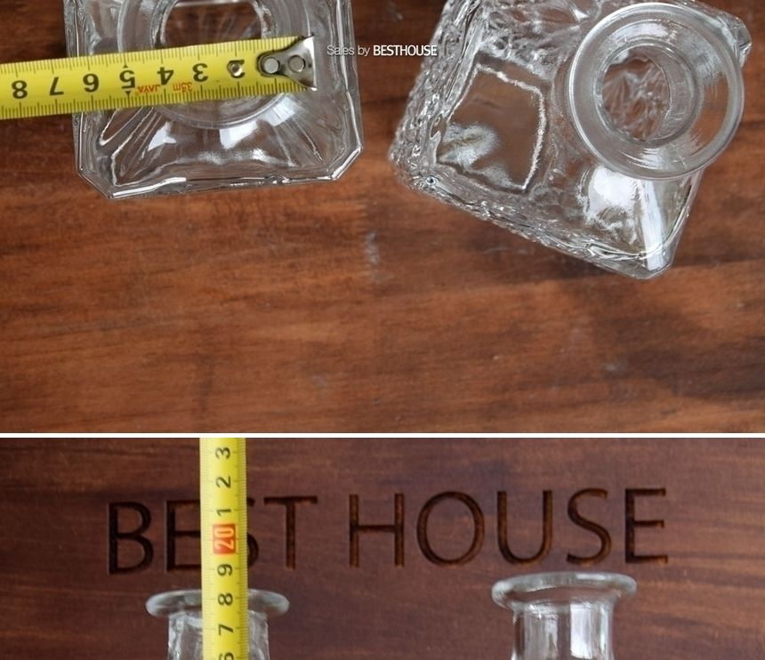 (사각패턴(직사각)) 유리화분 화병 수반 BH539 18cm 사각 크리스탈/화병/꽃병/미니꽃병/미니화분/글라스화