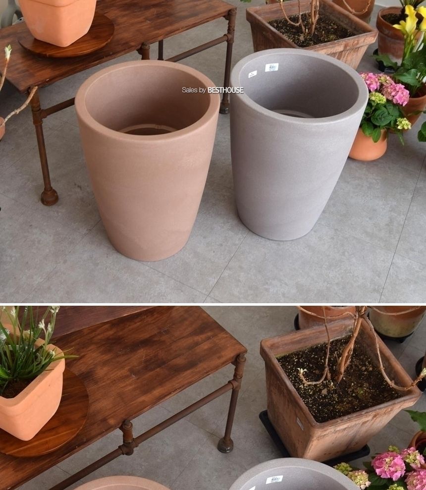 (물구멍타공(단순변심불가)-브라운) 이탈리아 니콜리 긴미분 대형화분.R4340 40x53cm/화분/정원용품/홈가드
