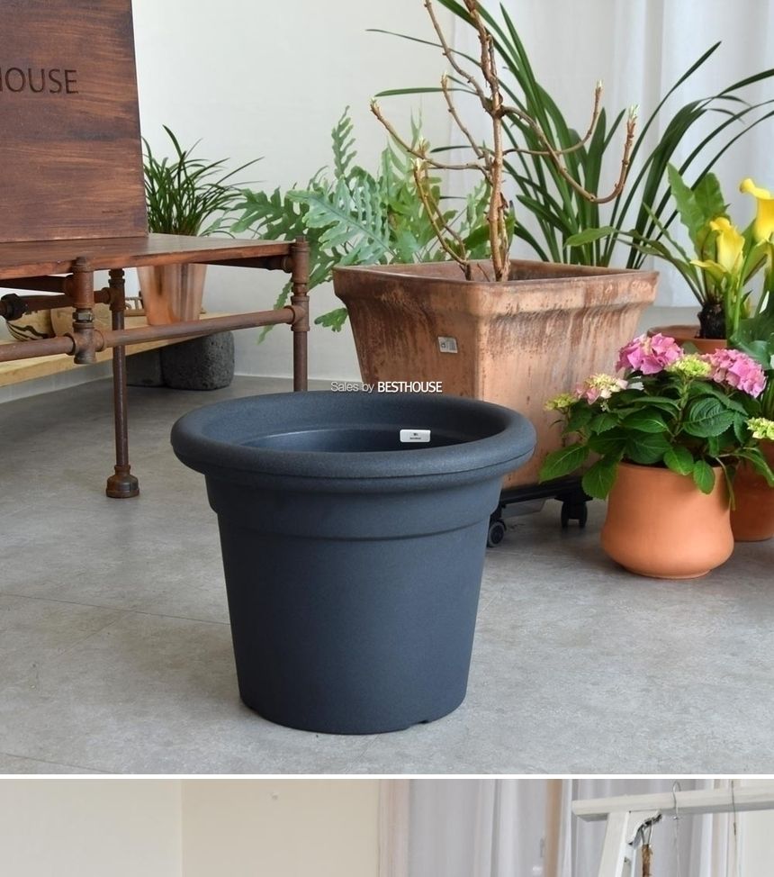 (물구멍X) 이탈리아 니콜리 턱기본형 PE 대형화분.R2940 40x32cm/내추럴화분/내츄럴화분/원형화분/인테리어