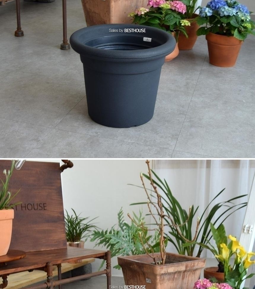(물구멍X) 이탈리아 니콜리 턱기본형 PE 대형화분.R2940 40x32cm/내추럴화분/내츄럴화분/원형화분/인테리어