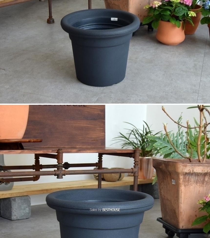 (물구멍X) 이탈리아 니콜리 턱기본형 PE 대형화분.R2940 40x32cm/내추럴화분/내츄럴화분/원형화분/인테리어