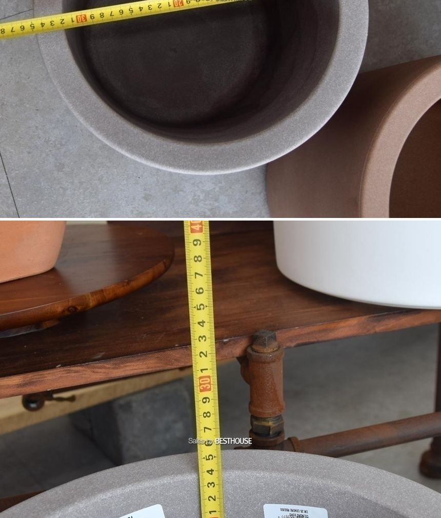 (물구멍타공(단순변심불가)-화이트) 이탈리아 니콜리 원통형 PE 대형화분.R5535 35x42cm/내추럴화분/내츄럴