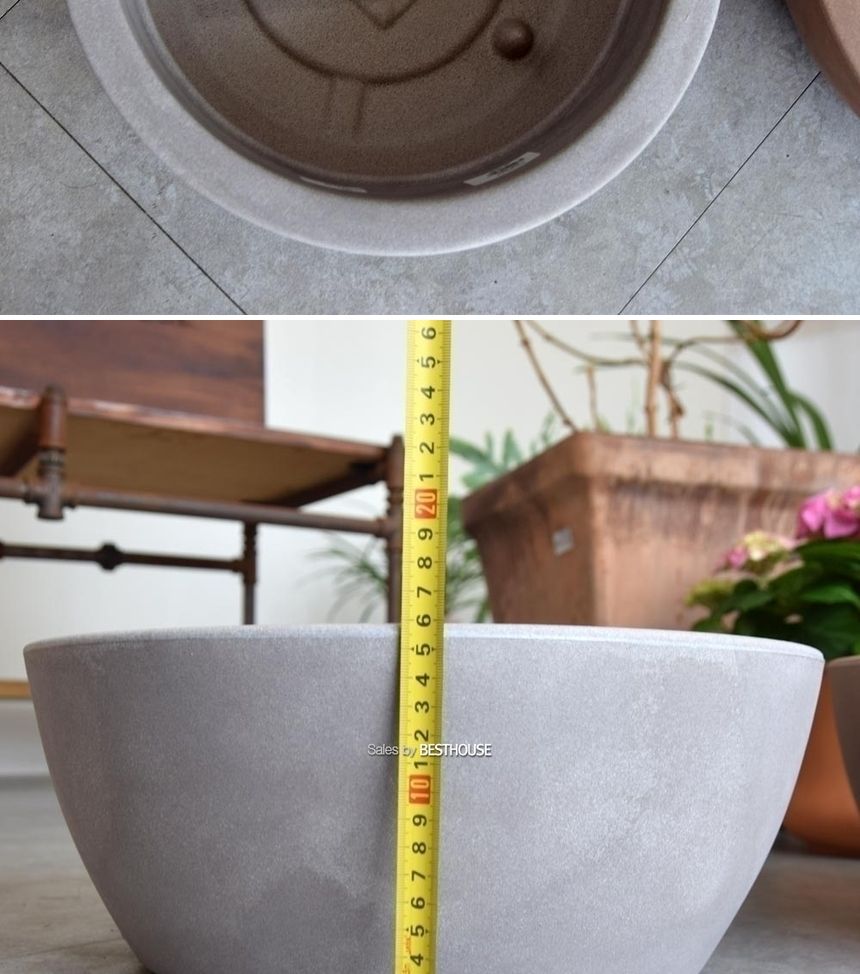 (물구멍X-화이트) 이탈리아 니콜리 분재형 PE 대형화분.R4240 40x16cm/내추럴화분/내츄럴화분/원형화분/인