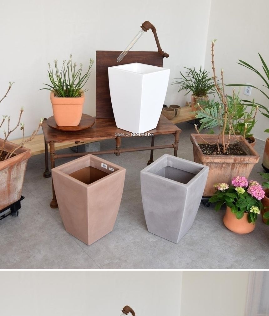 (물구멍X-브라운) 이탈리아 니콜리 긴사각 PE 대형화분.R5330 30x42cm/사각화분/직사각화분/인테리어화분/