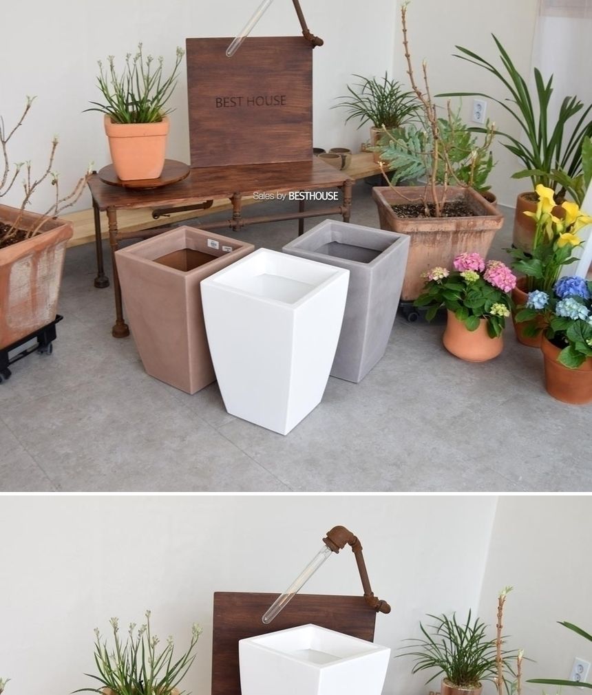 (물구멍X-브라운) 이탈리아 니콜리 긴사각 PE 대형화분.R5330 30x42cm/사각화분/직사각화분/인테리어화분/