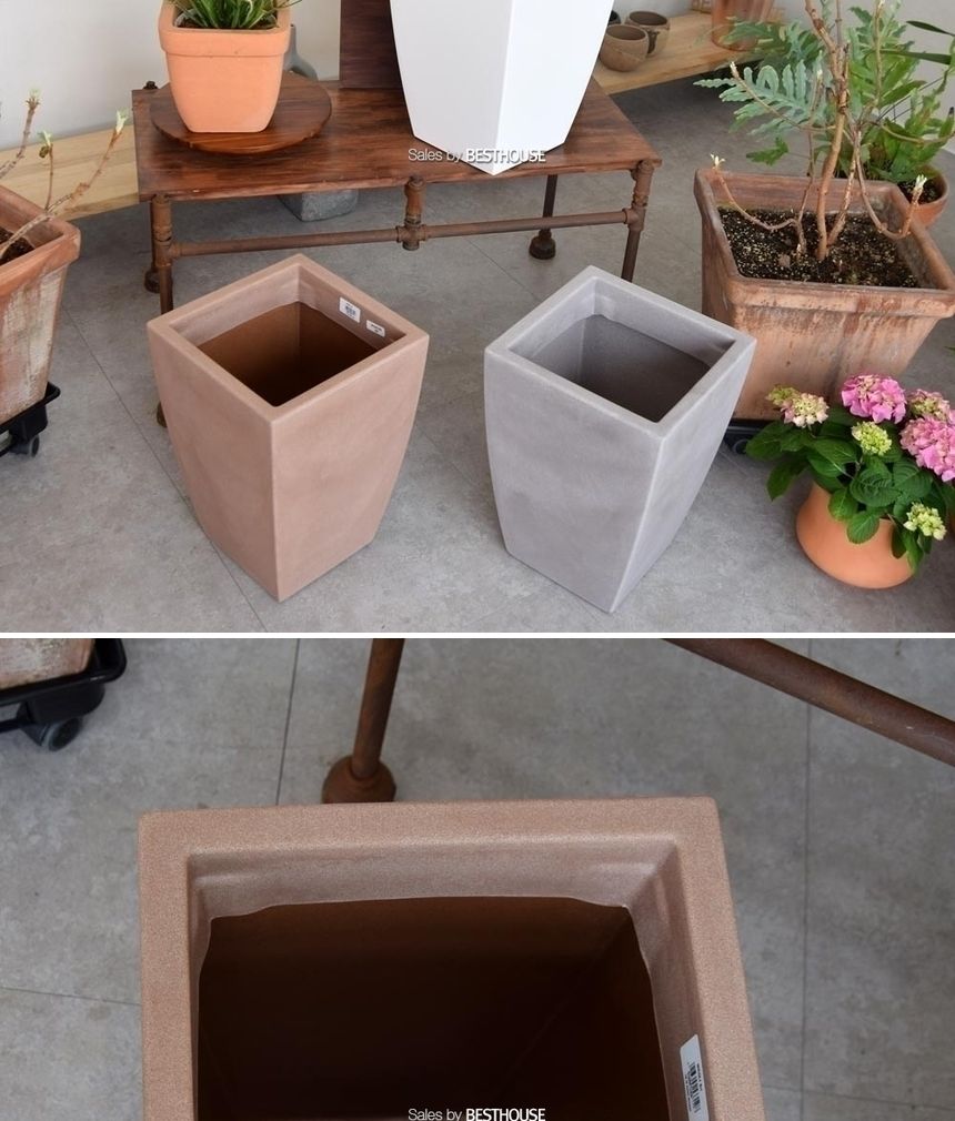 (물구멍X-브라운) 이탈리아 니콜리 긴사각 PE 대형화분.R5330 30x42cm/사각화분/직사각화분/인테리어화분/