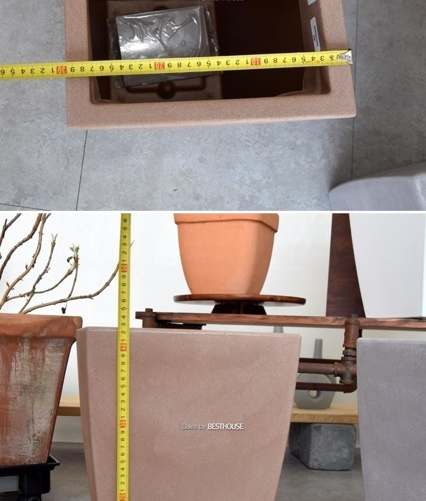 (물구멍X-브라운) 이탈리아 니콜리 긴사각 PE 대형화분.R5330 30x42cm/사각화분/직사각화분/인테리어화분/