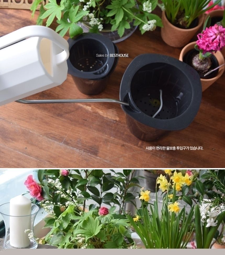 반투명 블랙 저면관수 플라스틱 화분 D13 13x14cm/저면관수화분/급수화분/자동급수화분/원형화분/인테리어