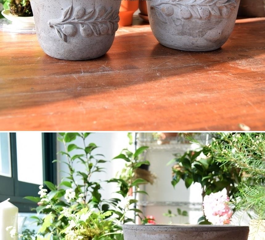 이탈리아 명품 수제토분LL (올리브) 24x20cm 그레이/화분/흙화분/토분/예쁜화분/디자인화분/인테리어화분/