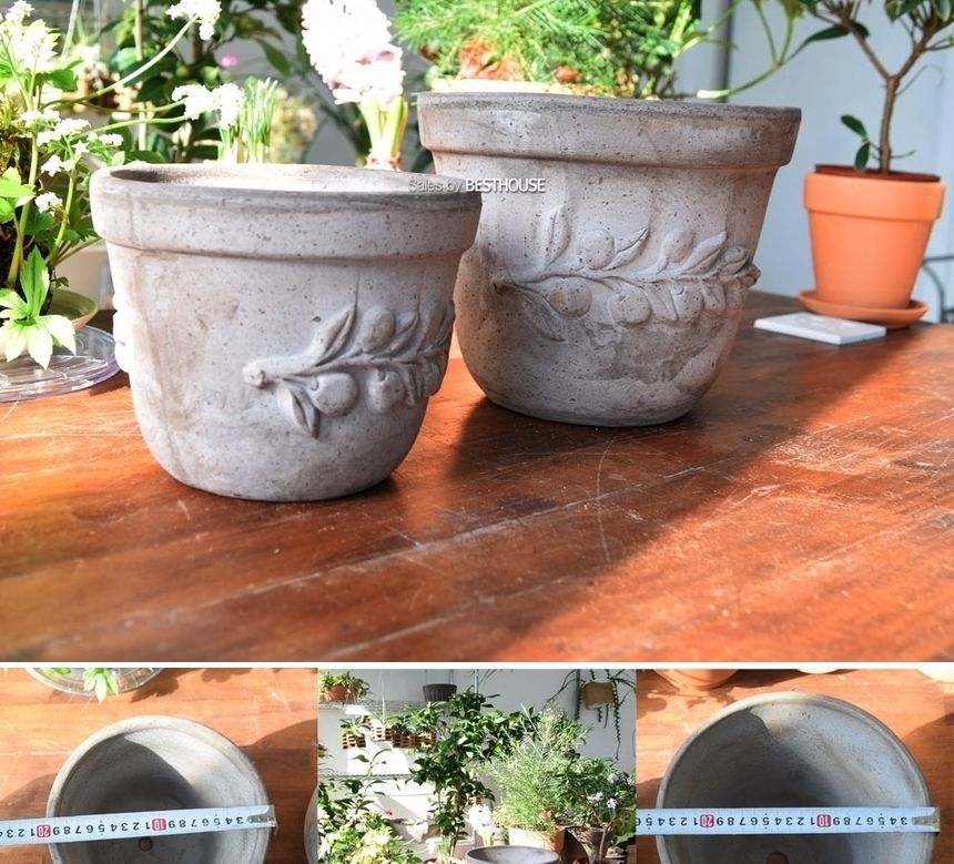 이탈리아 명품 수제토분LL (올리브) 24x20cm 그레이/화분/흙화분/토분/예쁜화분/디자인화분/인테리어화분/