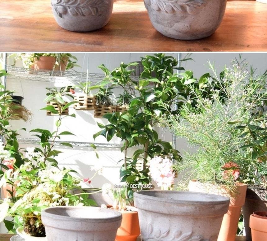 이탈리아 명품 수제토분LL (올리브) 24x20cm 그레이/화분/흙화분/토분/예쁜화분/디자인화분/인테리어화분/