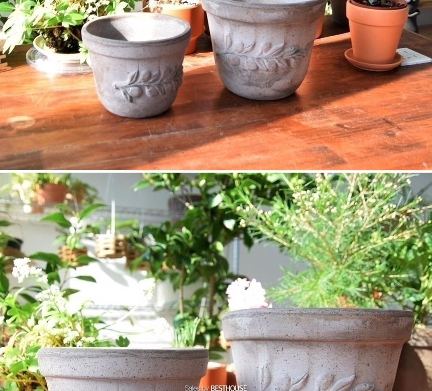 이탈리아 명품 수제토분LL (올리브) 24x20cm 그레이/화분/흙화분/토분/예쁜화분/디자인화분/인테리어화분/