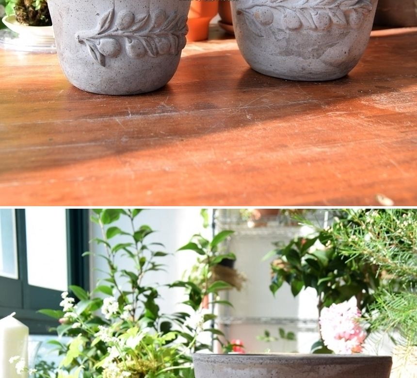 이탈리아 명품 수제토분LL (올리브) 24x20cm 그레이/화분/흙화분/토분/예쁜화분/디자인화분/인테리어화분/