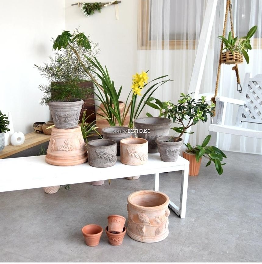 이탈리아 명품 수제토분VLF ET (그레이) D20 20x16cm/화분/흙화분/토분/예쁜화분/디자인화분/인테리어화분/