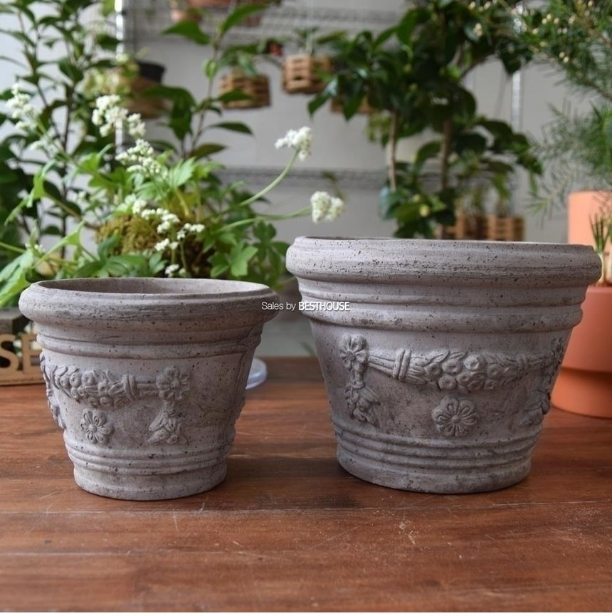 이탈리아 명품 수제토분VLF ET (그레이) D20 20x16cm/화분/흙화분/토분/예쁜화분/디자인화분/인테리어화분/