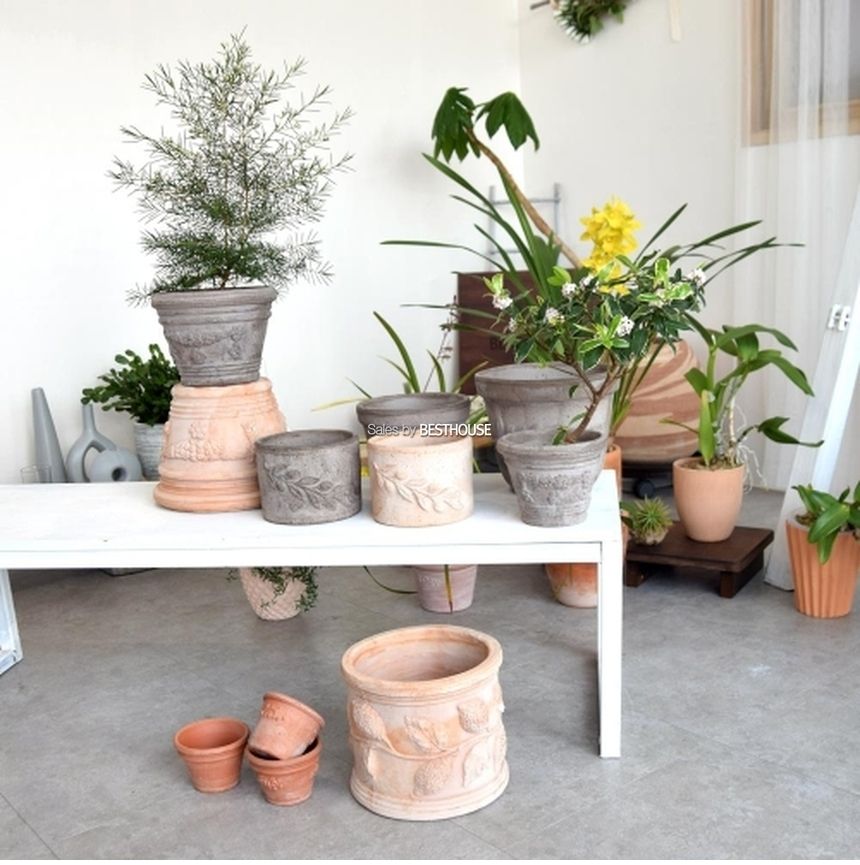 이탈리아 명품 수제토분VLF ET (그레이) D20 20x16cm/화분/흙화분/토분/예쁜화분/디자인화분/인테리어화분/