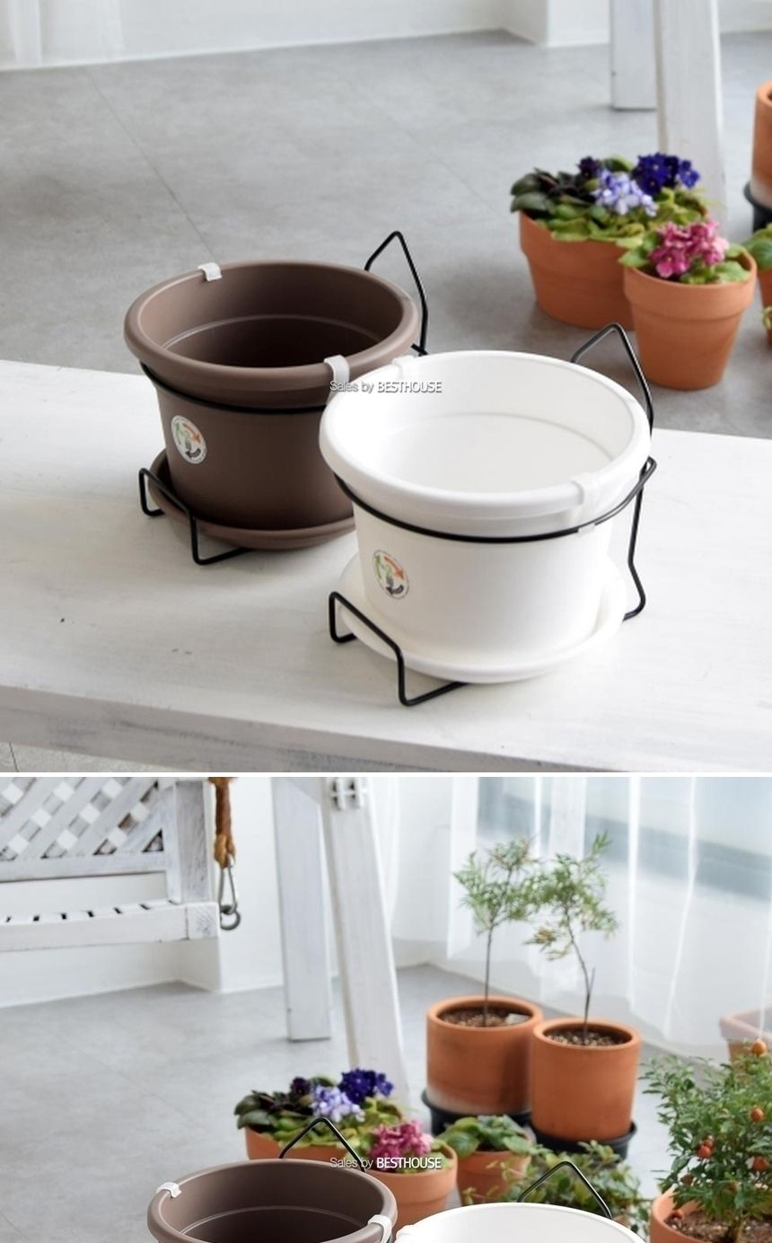 (화이트) 이탈리아 니콜리 철제벽걸이 플라스틱화분 20x14cm/화분/정원용품/홈가드닝용품/가드닝용품/가정