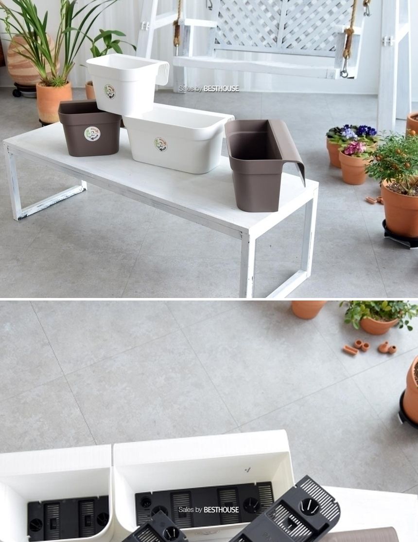 (브라운(대) 37x21x18cm) 이탈리아 니콜리 플라스틱 사각 베란다 걸이화분/화분/정원용품/홈가드닝용품/가