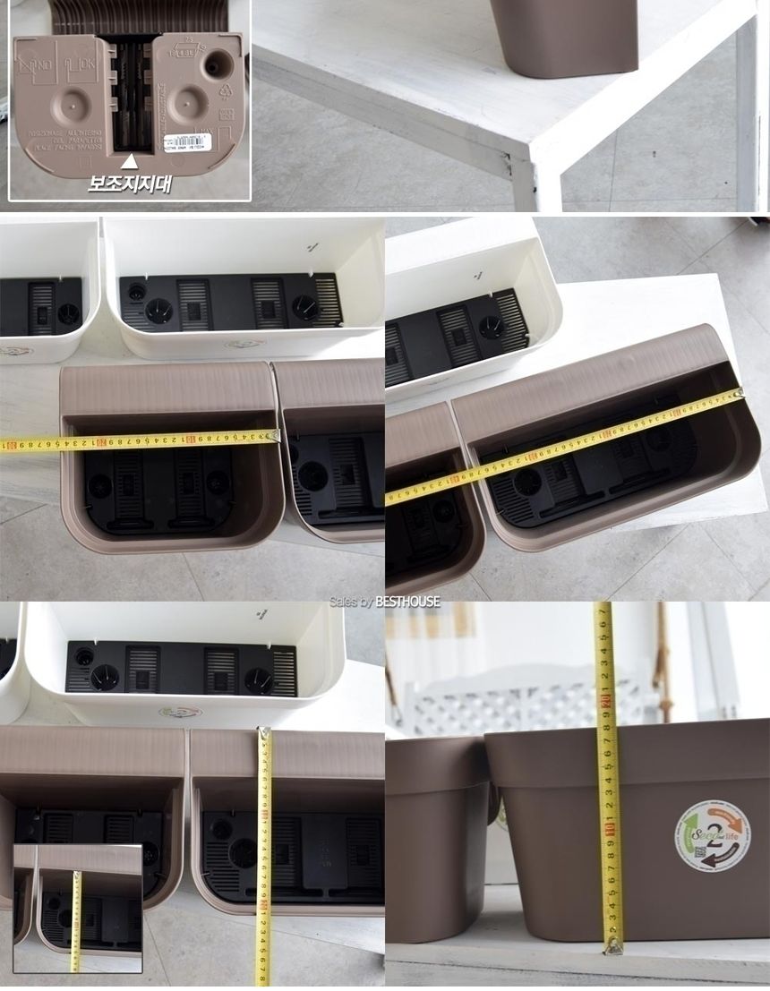 (브라운(대) 37x21x18cm) 이탈리아 니콜리 플라스틱 사각 베란다 걸이화분/화분/정원용품/홈가드닝용품/가