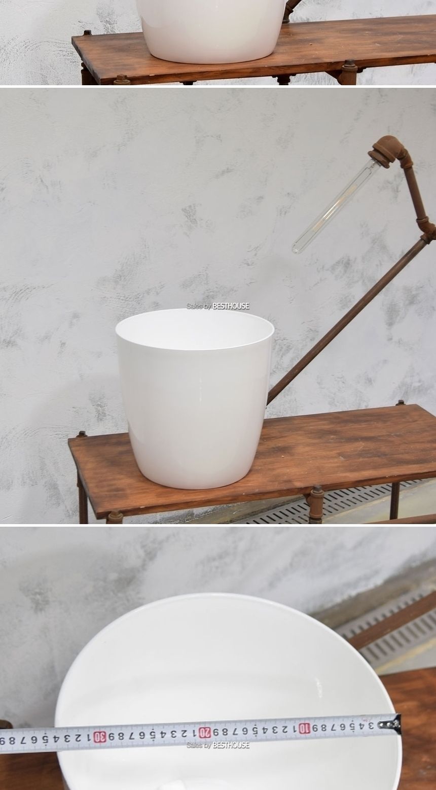 (물구멍타공(o)-화이트) 이탈리아 니콜리 고광택 플라스틱 바퀴내장형 화분 35x32cm/내추럴토분/화분/도기/