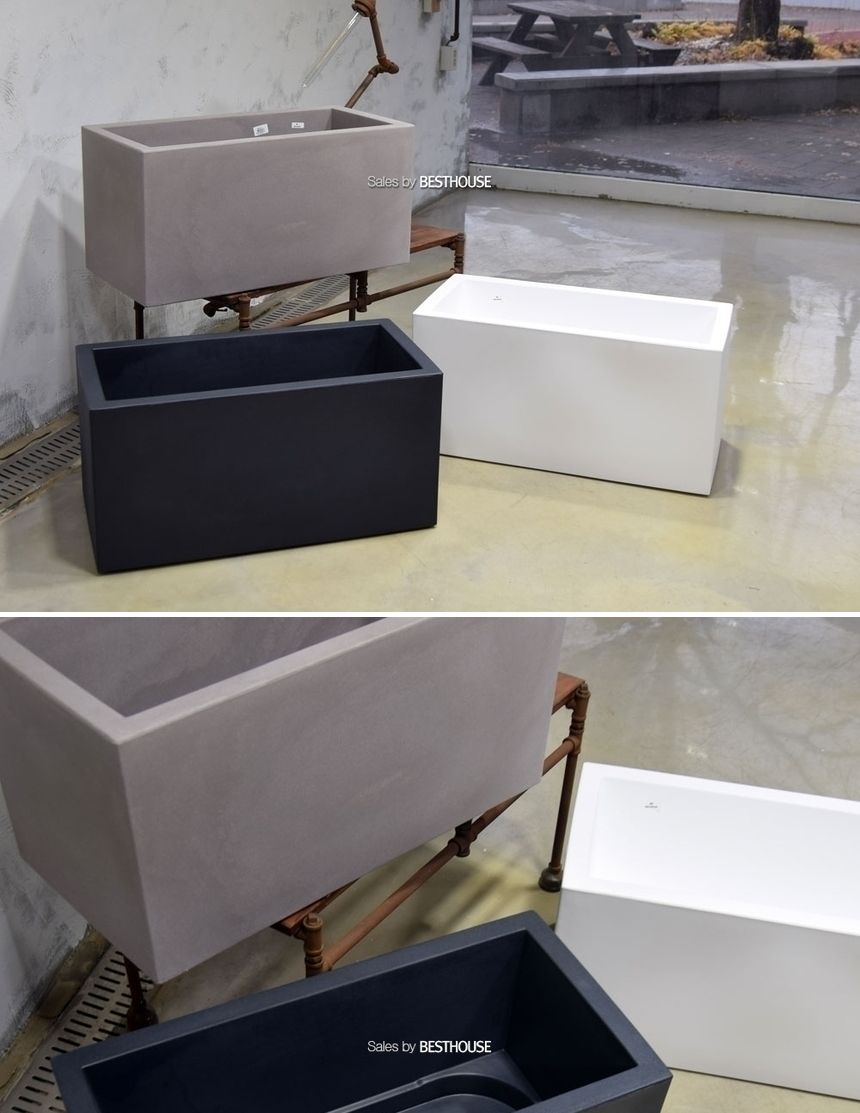 (물구멍X-화이트) 이탈리아 니콜리 PE화분 옆이넓은 직사각 80x40x40cm/사각화분/직사각화분/모던형화분/모