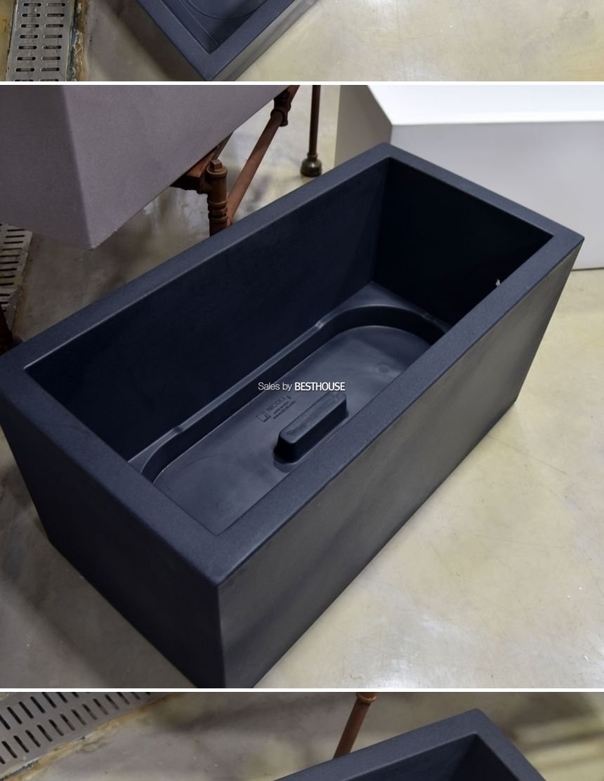 (물구멍X-화이트) 이탈리아 니콜리 PE화분 옆이넓은 직사각 80x40x40cm/사각화분/직사각화분/모던형화분/모