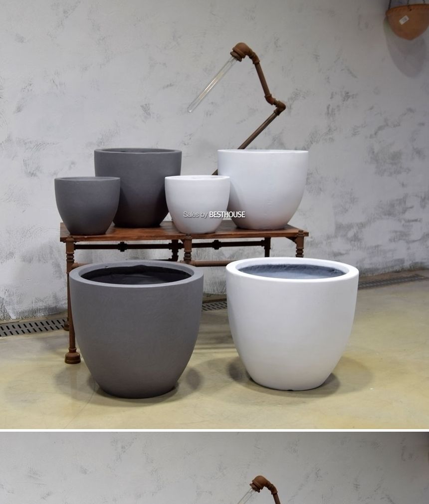 (화이트) 모던 FRP 미분형 인테리어화분 DW159138 (중) 36x30cm/그레이화분/긴화분/화분/도기/도기화분/토