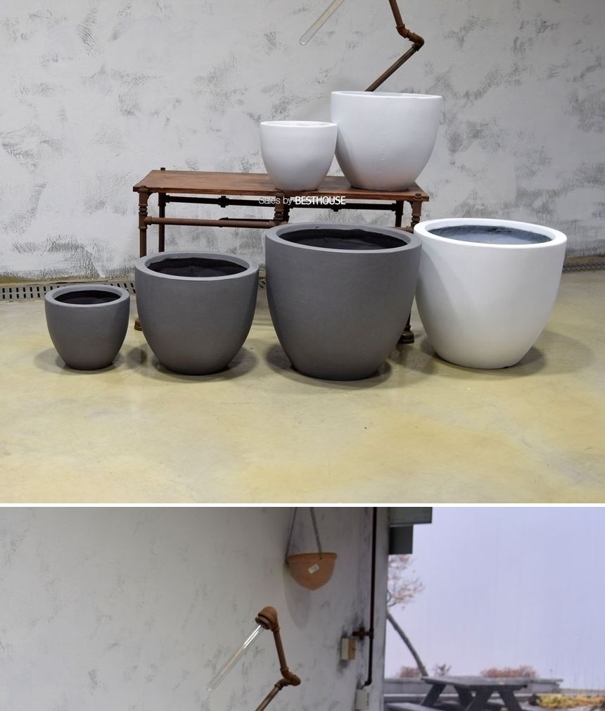 (화이트) 모던 FRP 미분형 인테리어화분 DW159138 (중) 36x30cm/그레이화분/긴화분/화분/도기/도기화분/토