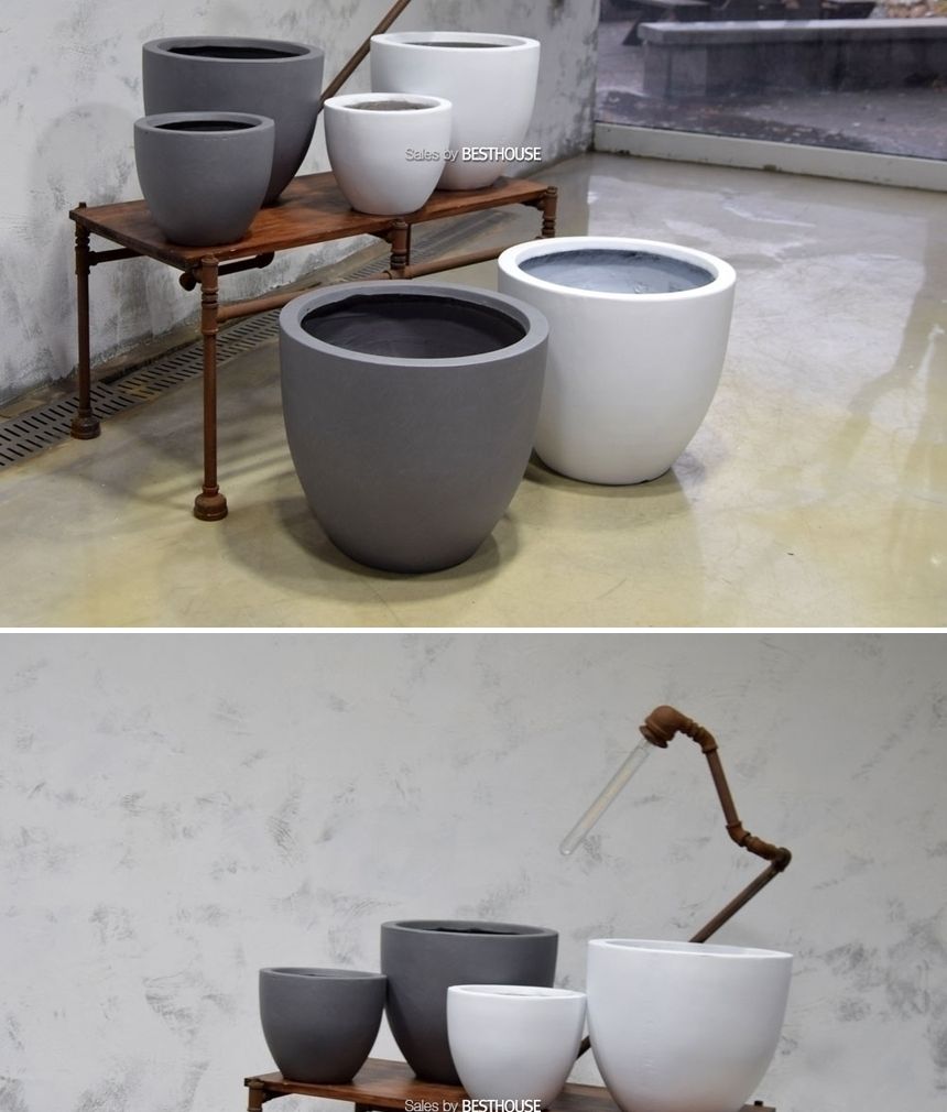 (화이트) 모던 FRP 미분형 인테리어화분 DW159138 (중) 36x30cm/그레이화분/긴화분/화분/도기/도기화분/토