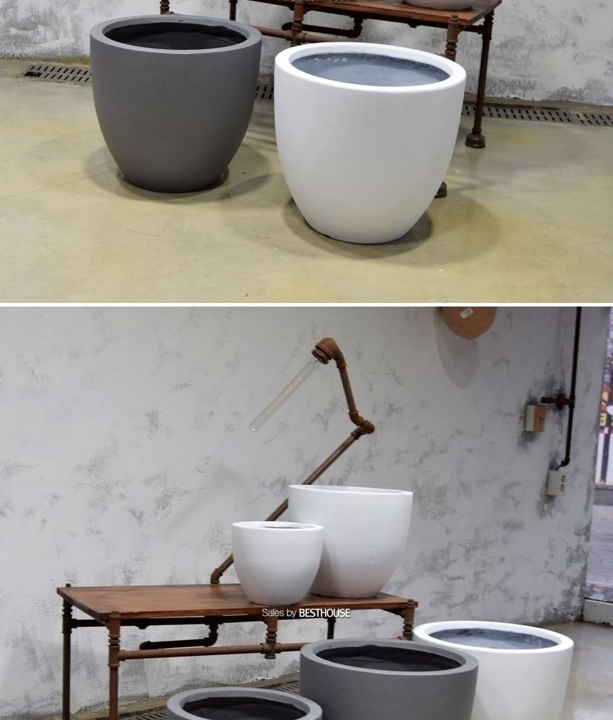 (화이트) 모던 FRP 미분형 인테리어화분 DW159138 (중) 36x30cm/그레이화분/긴화분/화분/도기/도기화분/토