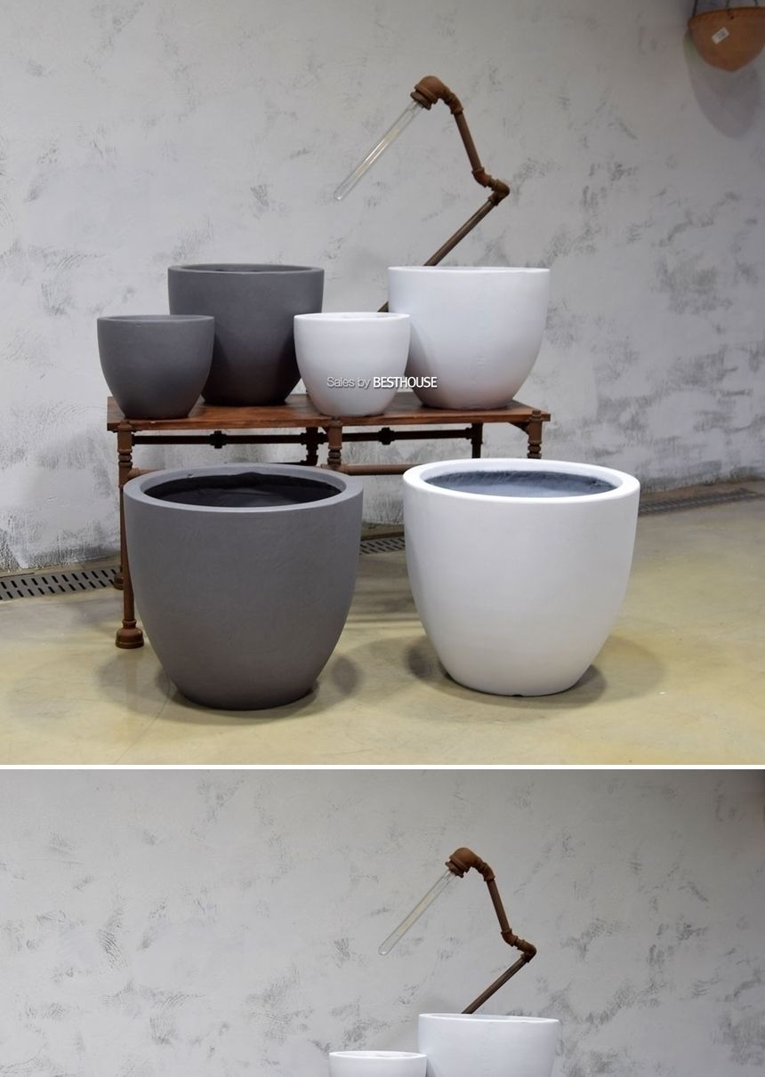(화이트) 모던 FRP 미분형 인테리어화분 DW159138 (중) 36x30cm/그레이화분/긴화분/화분/도기/도기화분/토