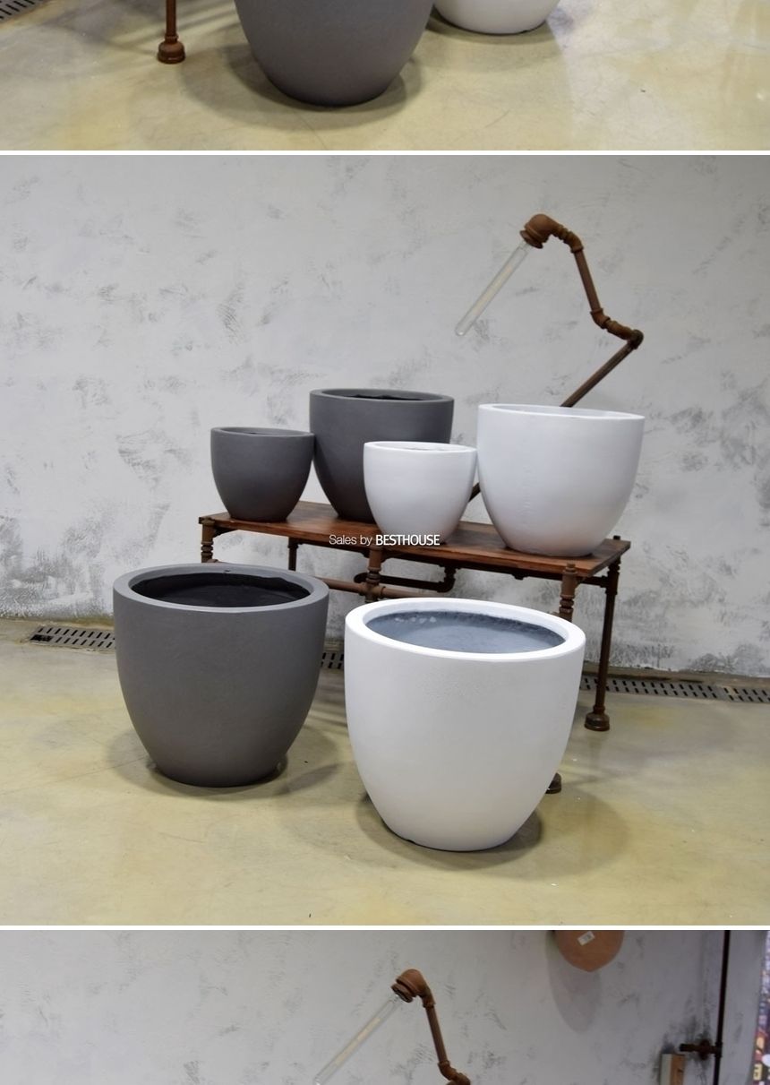 (화이트) 모던 FRP 미분형 인테리어화분 DW159138 (중) 36x30cm/그레이화분/긴화분/화분/도기/도기화분/토