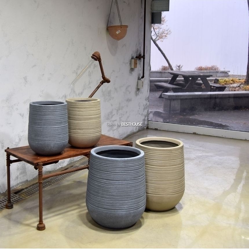 (베이지) 모던 FRP 긴원형 인테리어화분 DW161217 (소) 29x36cm/그레이화분/긴화분/화분/도기/도기화분/토