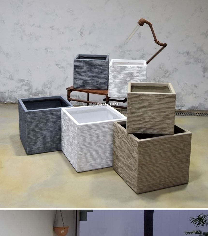 (그레이) 모던 FRP 정사각 인테리어화분 DW184369 (소) 32x30cm/사각화분/직사각화분/모던형화분/모던인테