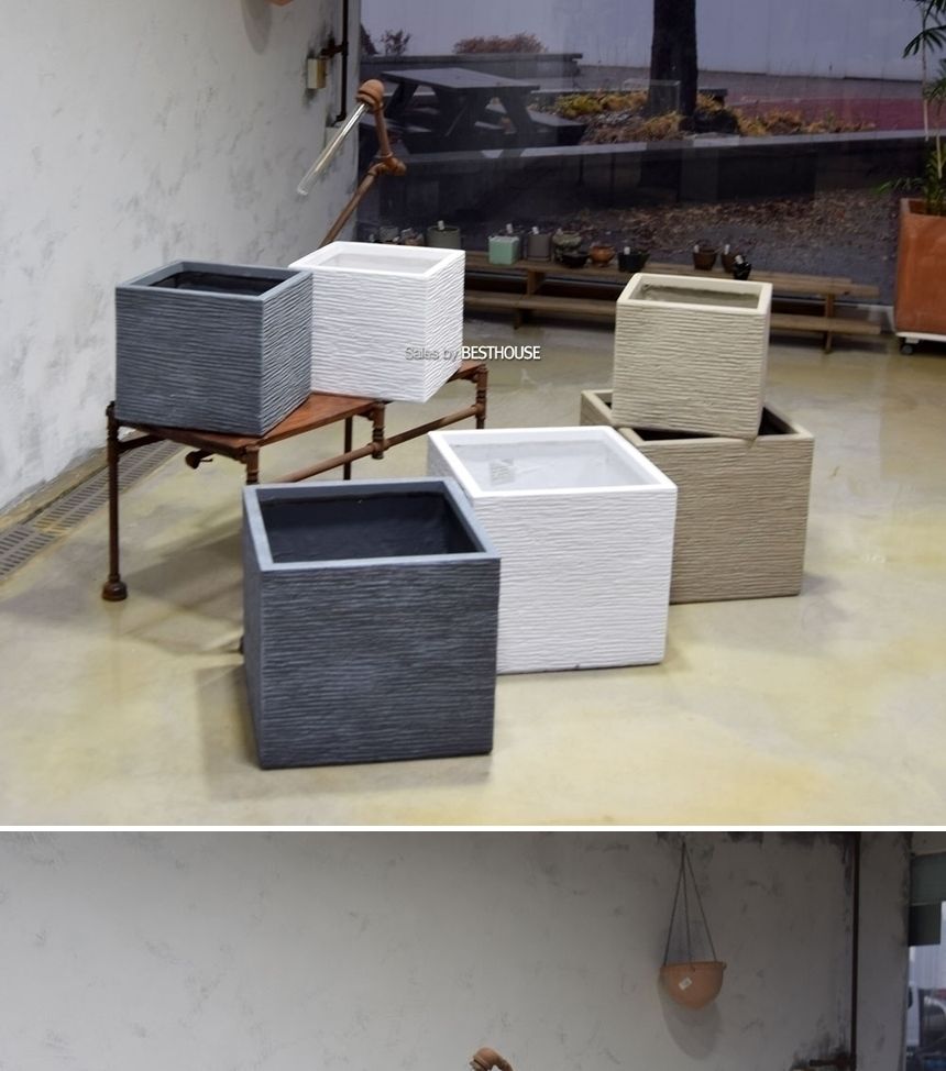 (그레이) 모던 FRP 정사각 인테리어화분 DW184369 (소) 32x30cm/사각화분/직사각화분/모던형화분/모던인테