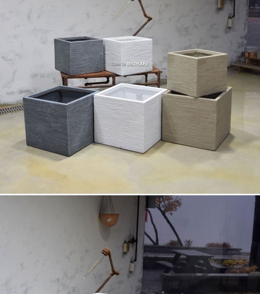 (그레이) 모던 FRP 정사각 인테리어화분 DW184369 (소) 32x30cm/사각화분/직사각화분/모던형화분/모던인테