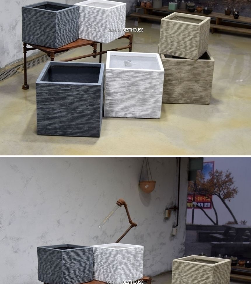 (그레이) 모던 FRP 정사각 인테리어화분 DW184369 (소) 32x30cm/사각화분/직사각화분/모던형화분/모던인테