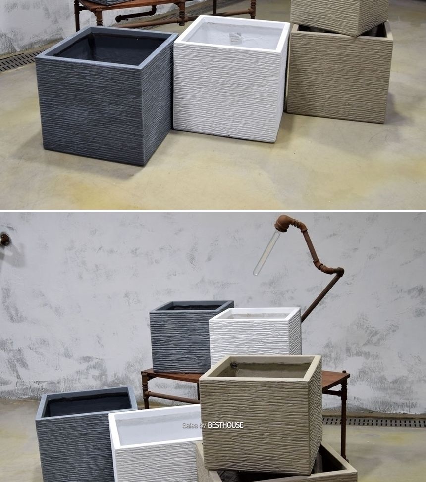(그레이) 모던 FRP 정사각 인테리어화분 DW184369 (소) 32x30cm/사각화분/직사각화분/모던형화분/모던인테