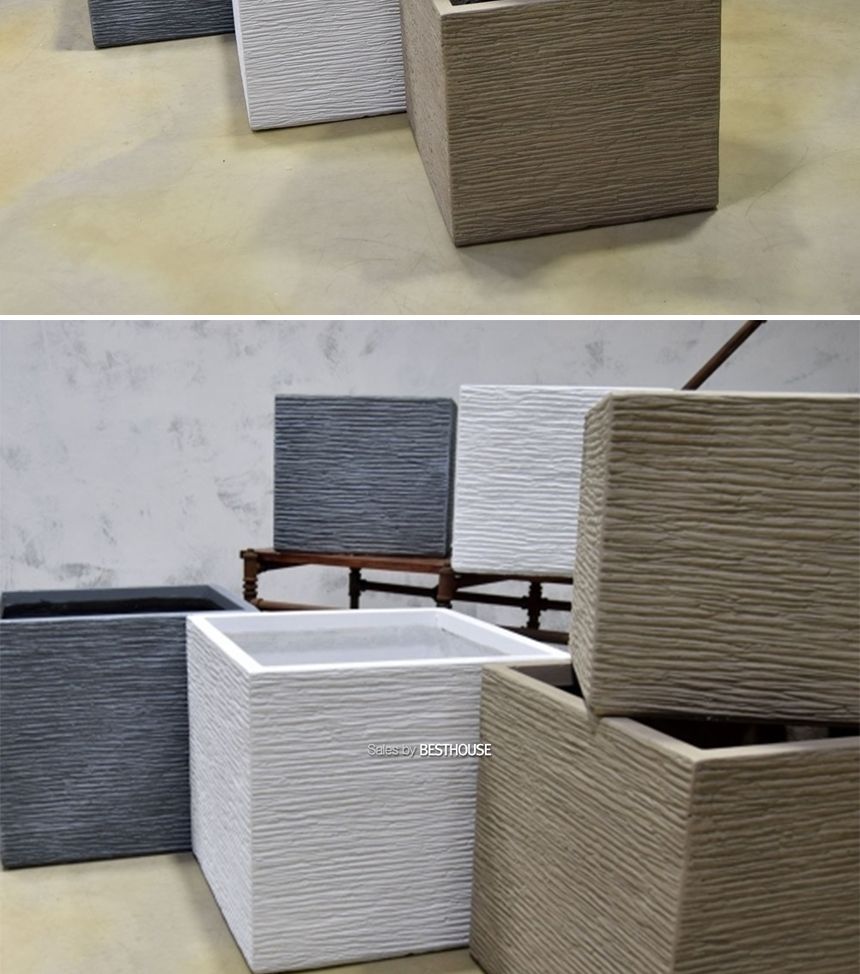 (그레이) 모던 FRP 정사각 인테리어화분 DW184369 (소) 32x30cm/사각화분/직사각화분/모던형화분/모던인테