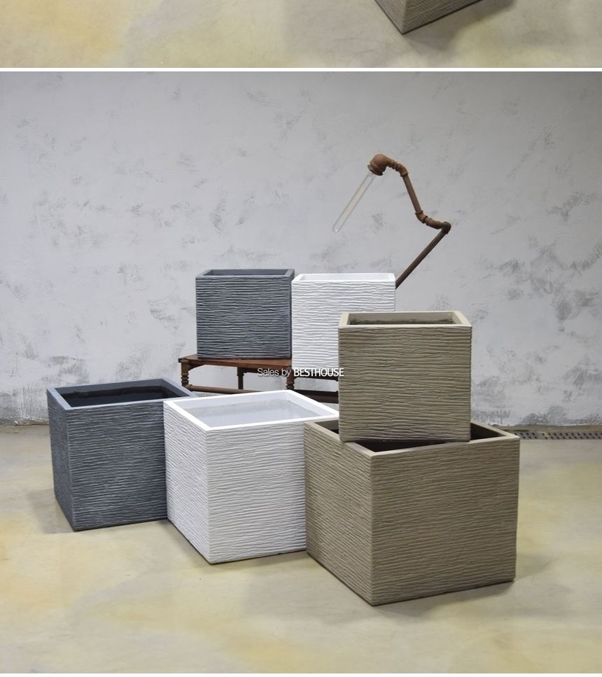 (그레이) 모던 FRP 정사각 인테리어화분 DW184369 (소) 32x30cm/사각화분/직사각화분/모던형화분/모던인테