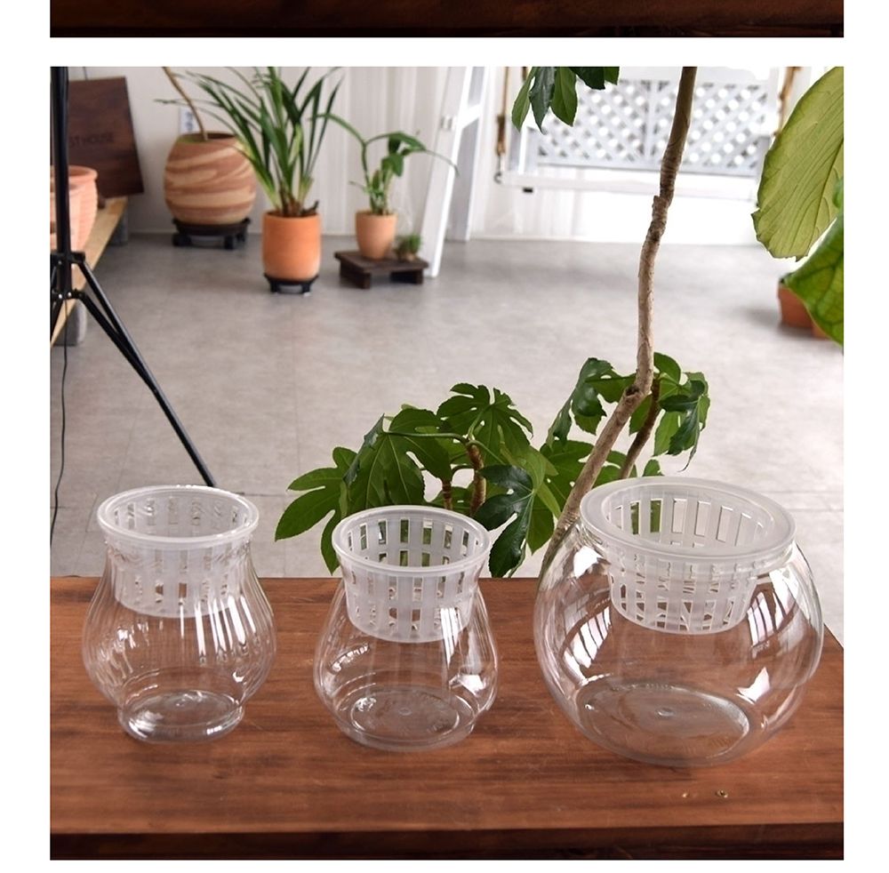 (BH-110A 11x15cm) 수경재배용 고투명 BH 플라스틱 화분(매쉬포트포함)/화분/유리화분/수경재배/수경재배화