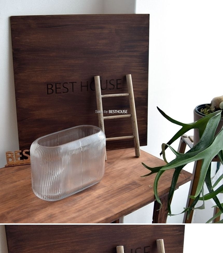 유리화분 화병 수반 스트라이프 타원 25x11x17cm/유리화병/유리수반/유리꽃병/꽃꽂이/유리화분/화병/수반/